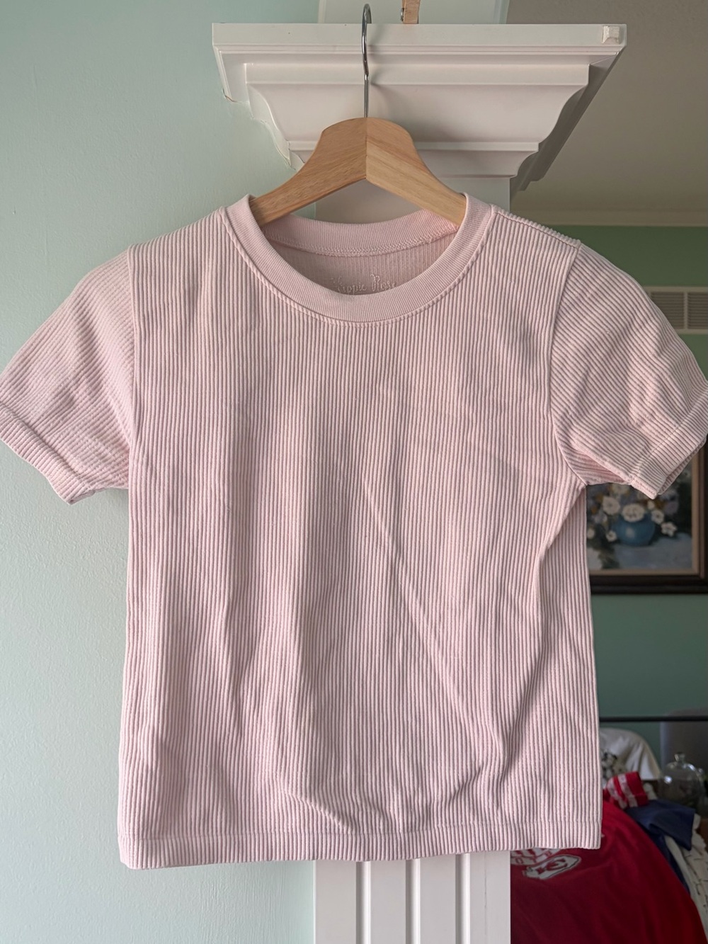 Hippie Rose Light Pink Ribbed Short Sleeve Tee